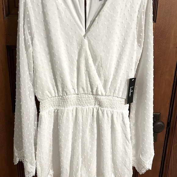 -SALE-Lulus MeadowLake White Swiss Dot Lace Bell Sleeve Romper - Picture 3 of 14